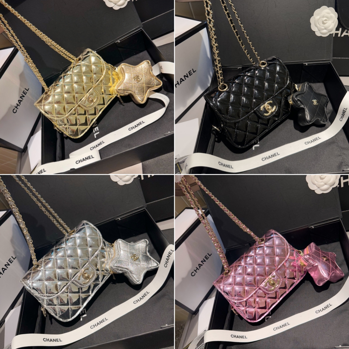 CC MINI FLAP BAG STAR COIN PURSE PINK 24CM AS4646 B14873 NT668