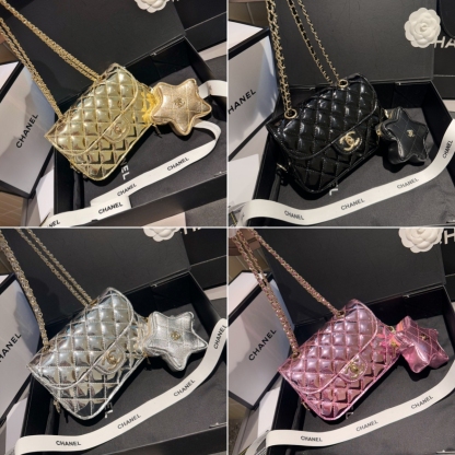 CC MINI FLAP BAG STAR COIN PURSE PINK 24CM AS4646 B14873 NT668