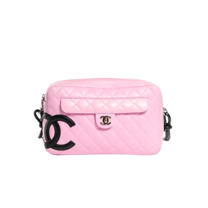 CC CAMBON CAMERA BAG QUILTED LEATHER PINK 26CM