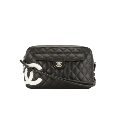 CC CAMBON CAMERA BAG QUILTED LEATHER BLACK 26CM