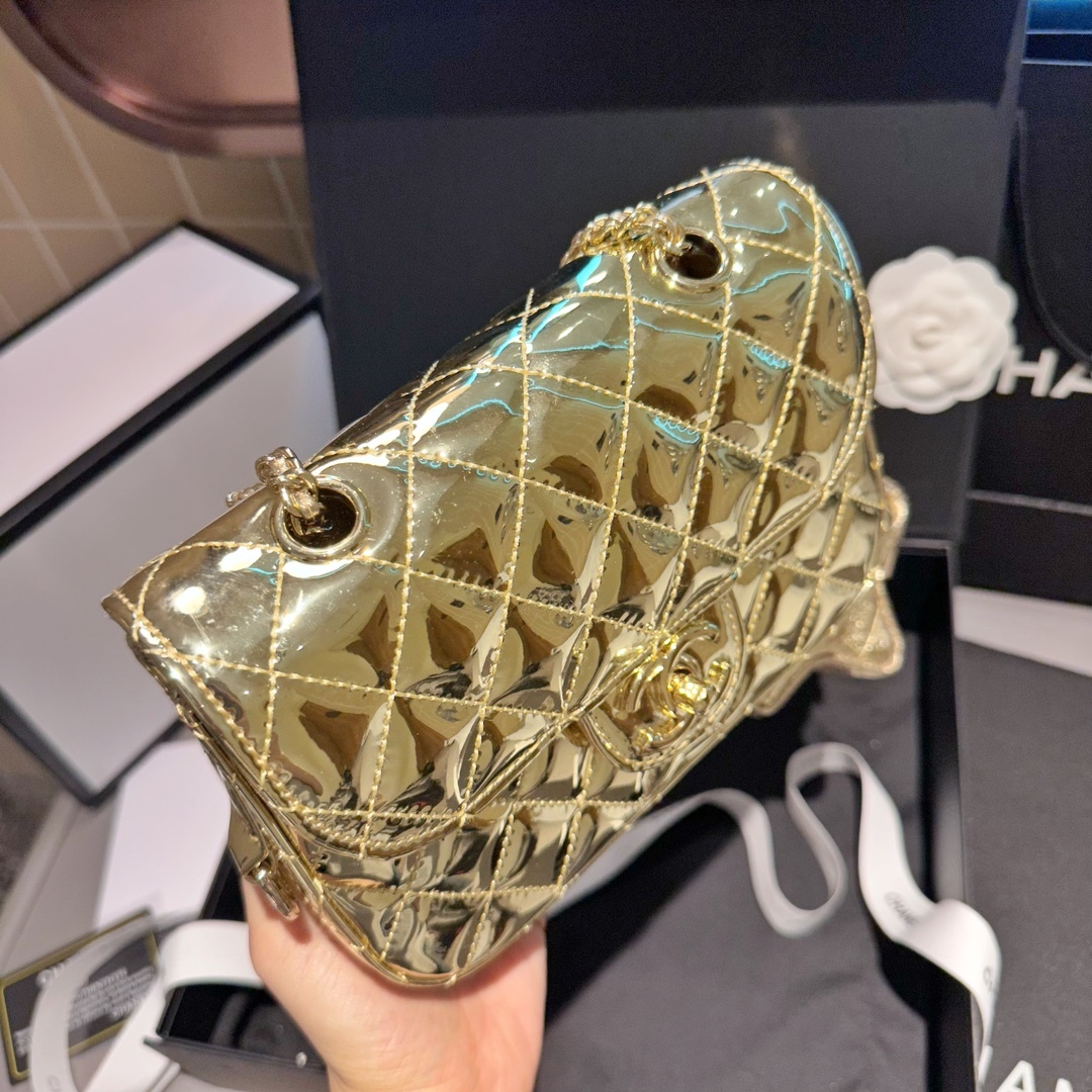 CC MINI FLAP BAG STAR COIN PURSE YELLOW GOLD 24CM AS4646 B14873 NT671