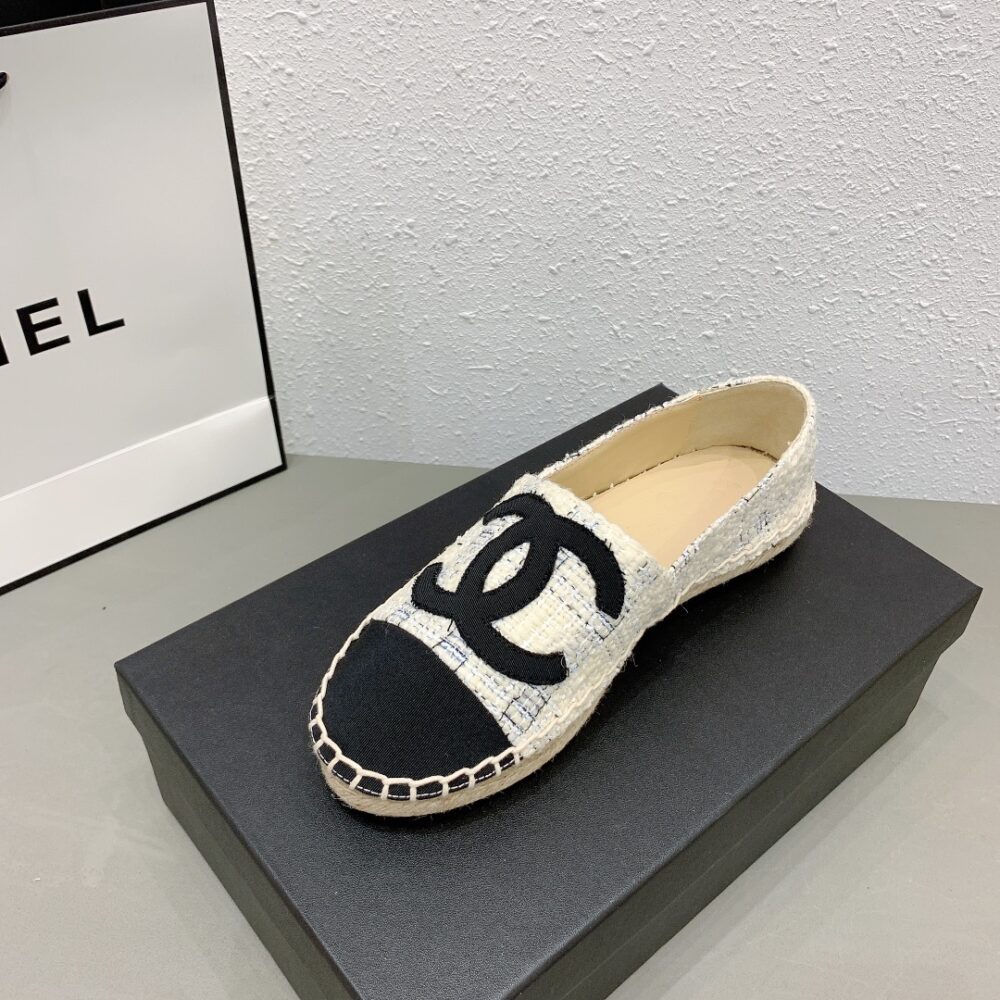 CHL WHITE BLUE BLACK TWEED CC ESPADRILLES SLIP ON