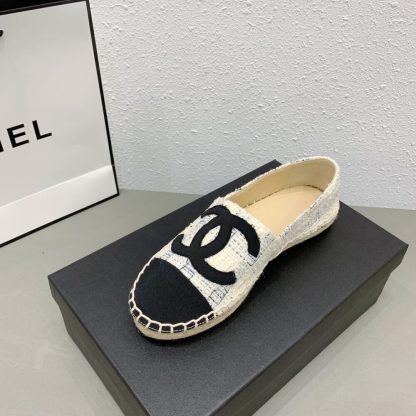 CHL WHITE BLUE BLACK TWEED CC ESPADRILLES SLIP ON