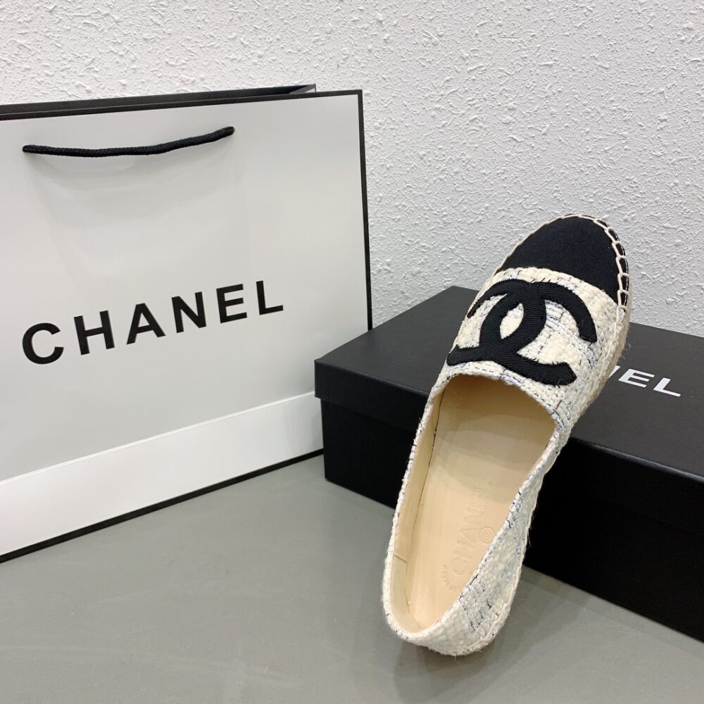 CHL WHITE BLUE BLACK TWEED CC ESPADRILLES SLIP ON