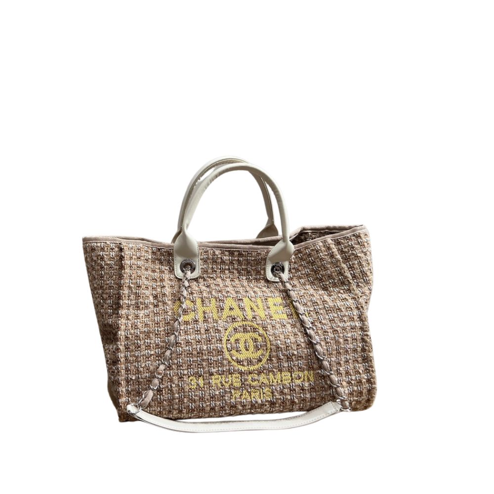 CC DEAUVILLE LARGE TOTE SHOPPING BAG BEIGE 38CM