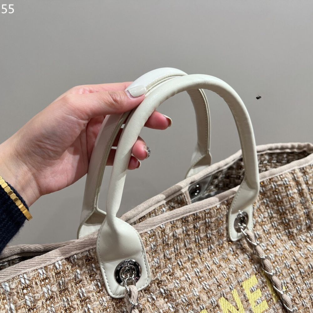 CC DEAUVILLE LARGE TOTE SHOPPING BAG BEIGE 38CM