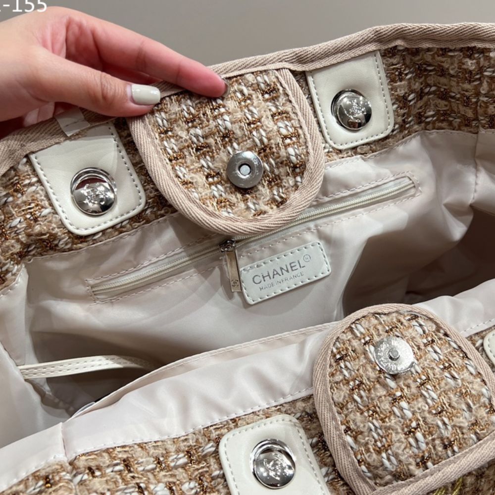 CC DEAUVILLE LARGE TOTE SHOPPING BAG BEIGE 38CM