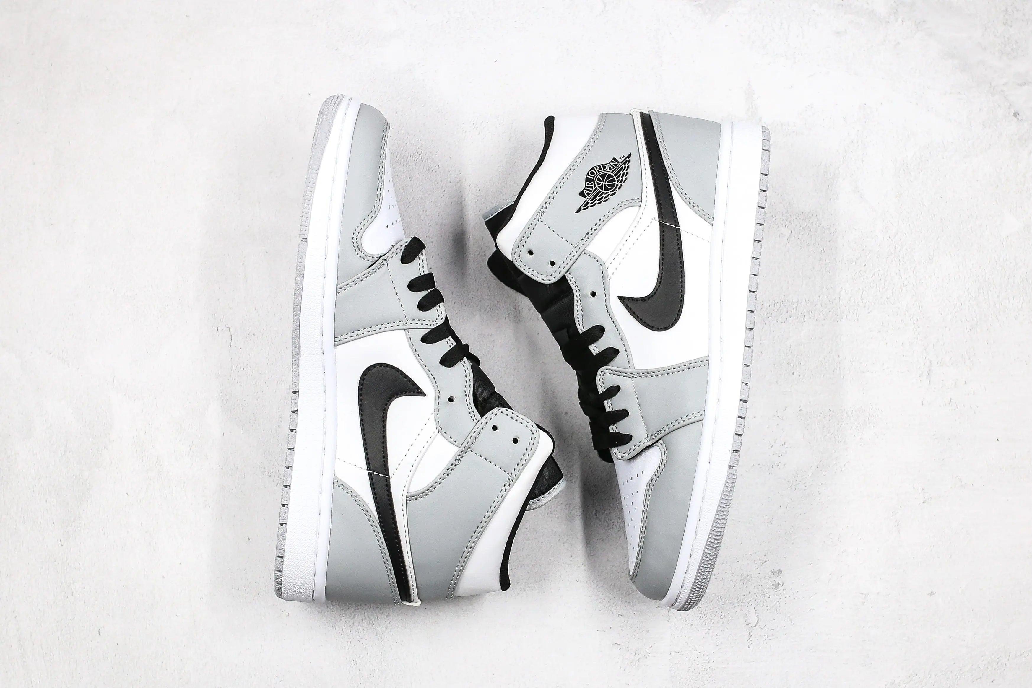 Designer Jordan 1 Mid “Light Smoke Grey” High Q ( Customs And Box ), Jordan 1 Sneakers FREE SHIPPING
