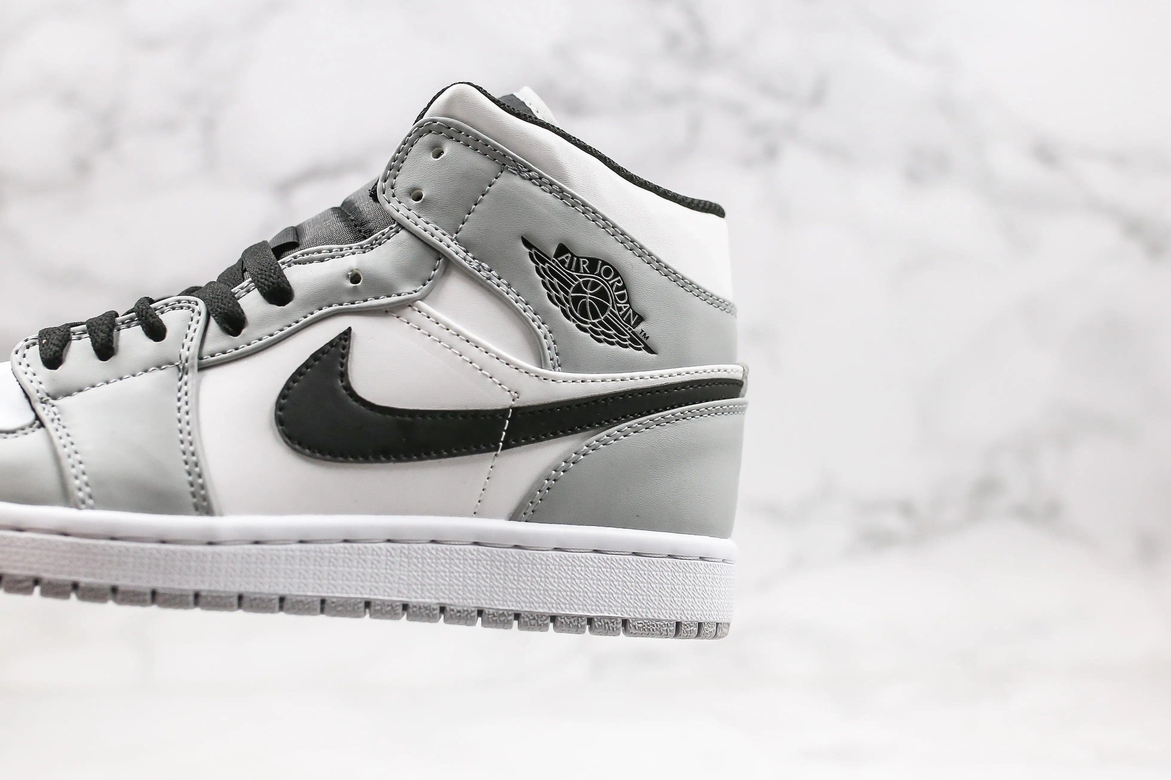 Designer Jordan 1 Mid “Light Smoke Grey” High Q ( Customs And Box ), Jordan 1 Sneakers FREE SHIPPING