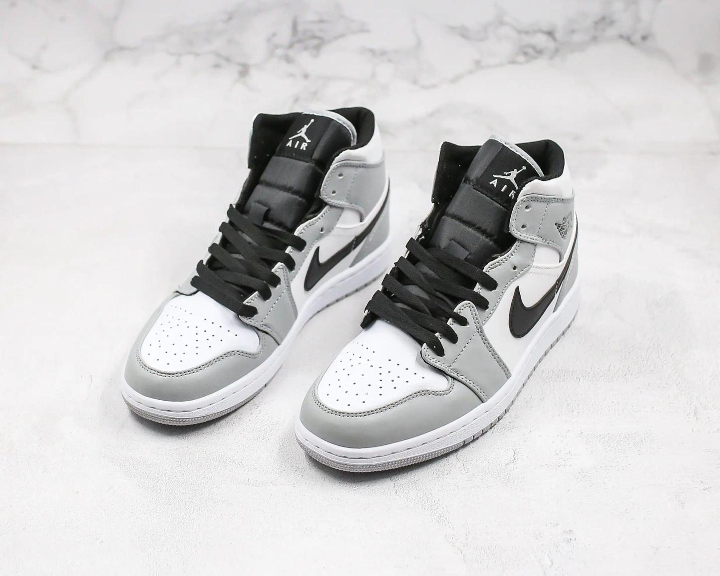 Designer Jordan 1 Mid “Light Smoke Grey” High Q ( Customs And Box ), Jordan 1 Sneakers FREE SHIPPING