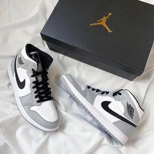 Designer Jordan 1 Mid “Light Smoke Grey” High Q ( Customs And Box ), Jordan 1 Sneakers FREE SHIPPING