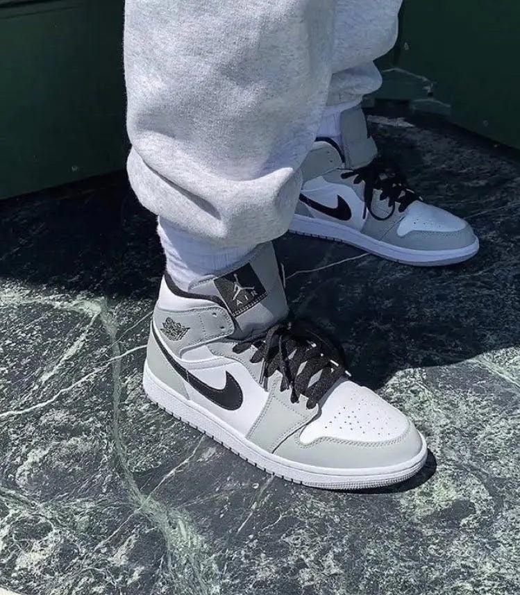 Designer Jordan 1 Mid “Light Smoke Grey” High Q ( Customs And Box ), Jordan 1 Sneakers FREE SHIPPING