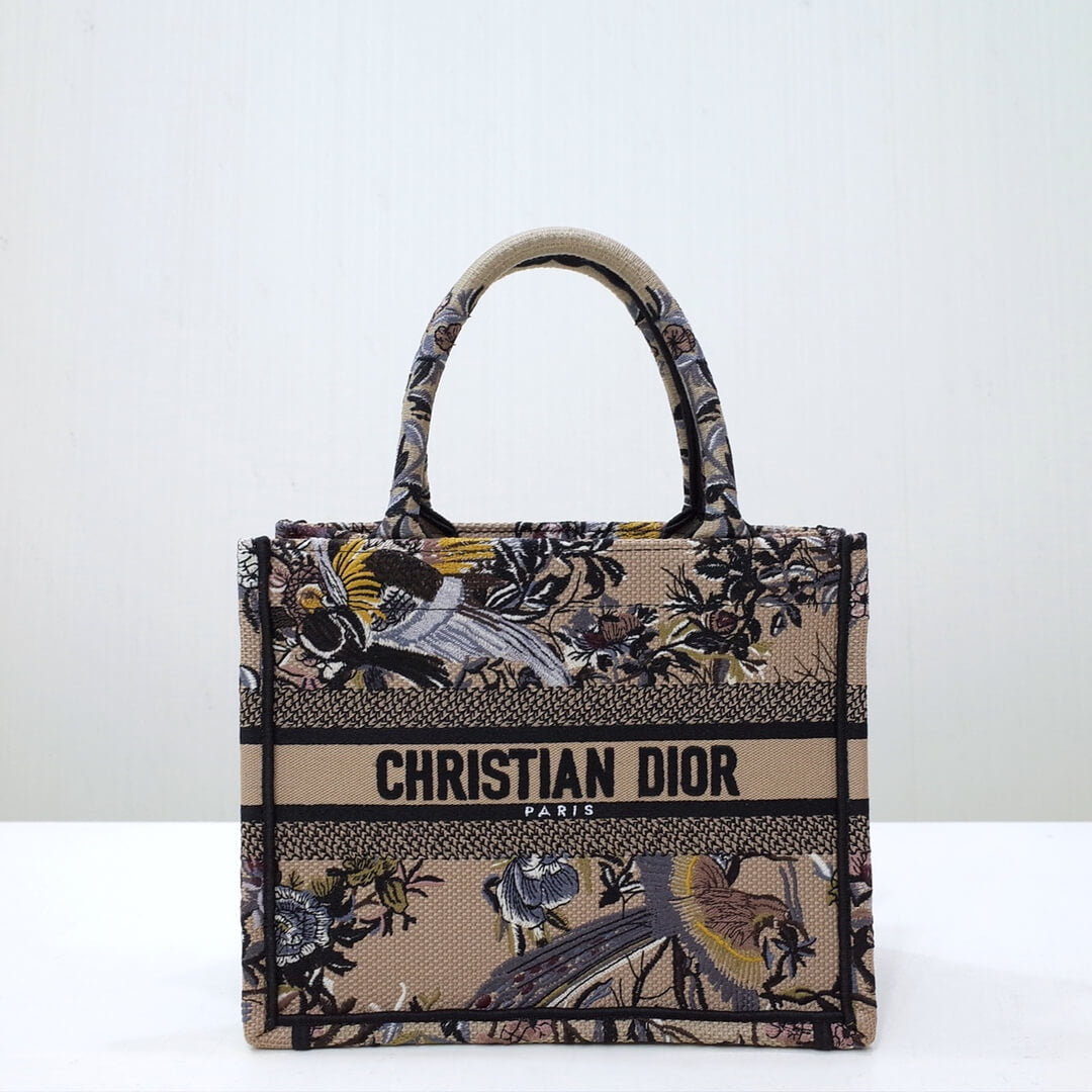 DO1286 Book bag Tote Embroidery 36.5cm 41.5cm Handbag brown printing