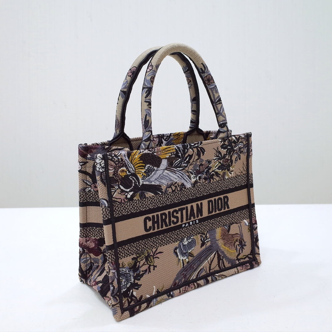 DO1286 Book bag Tote Embroidery 36.5cm 41.5cm Handbag brown printing