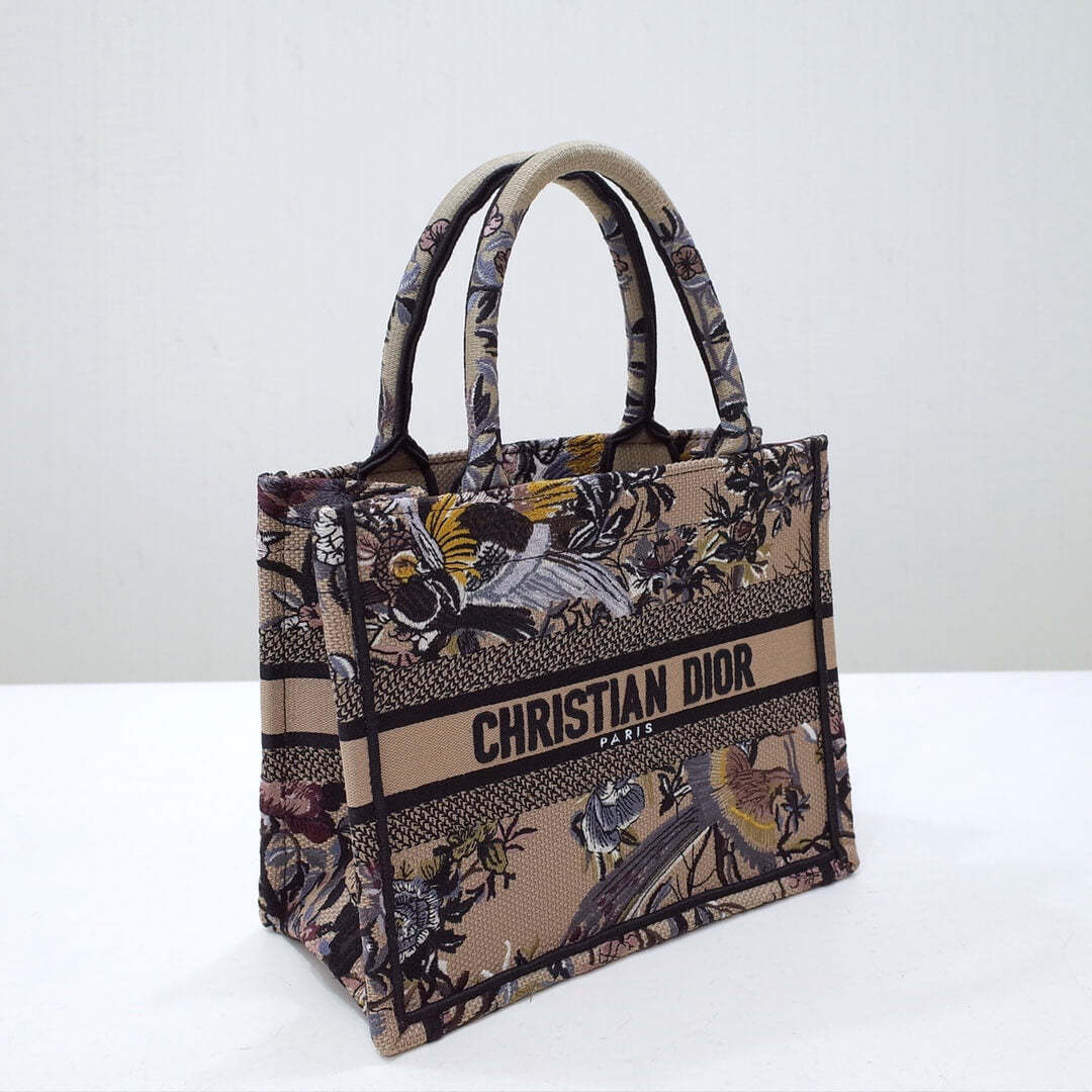 DO1286 Book bag Tote Embroidery 36.5cm 41.5cm Handbag brown printing