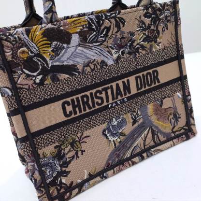 DO1286 Book bag Tote Embroidery 36.5cm 41.5cm Handbag brown printing