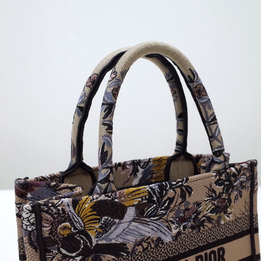 DO1286 Book bag Tote Embroidery 36.5cm 41.5cm Handbag brown printing