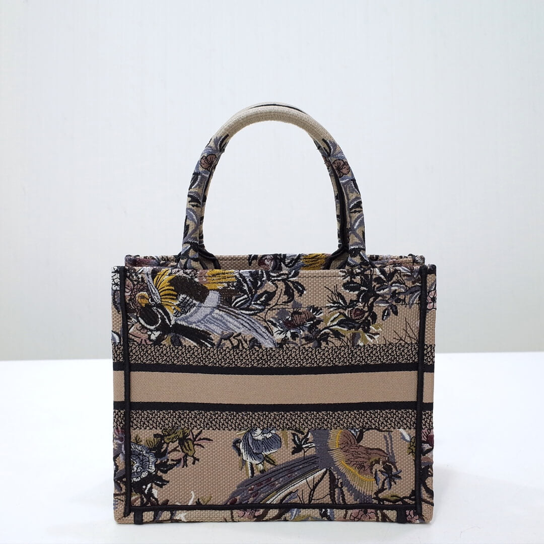 DO1286 Book bag Tote Embroidery 36.5cm 41.5cm Handbag brown printing