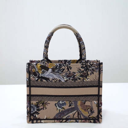 DO1286 Book bag Tote Embroidery 36.5cm 41.5cm Handbag brown printing
