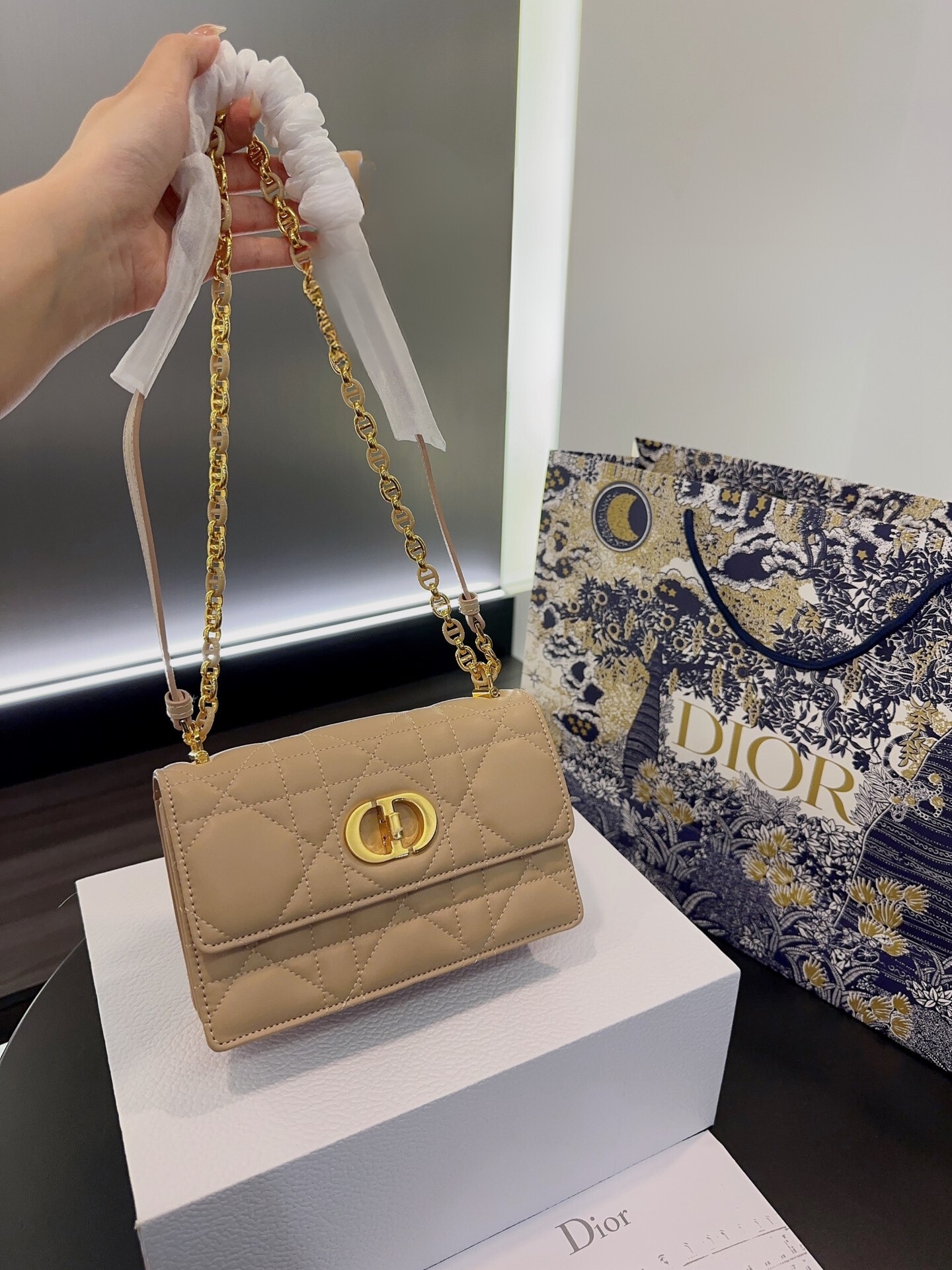 DOR MISS CARO MINI BAG BEIGE 19CM S5169UDAXM52U