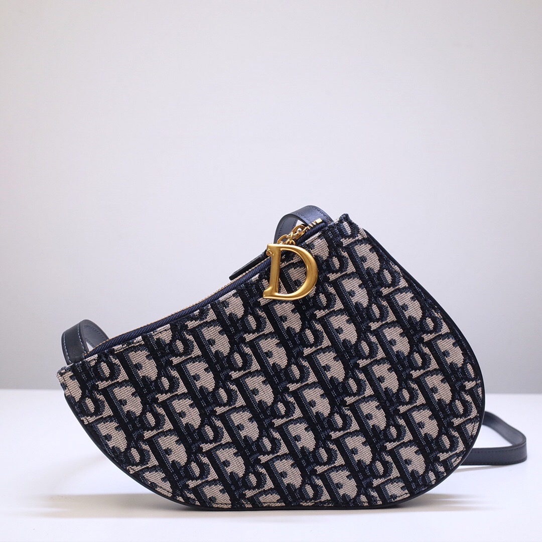 DOR SADDLE TRIPLE ZIP CROSSBODY POUCH OBLIQUE CANVAS 19CM