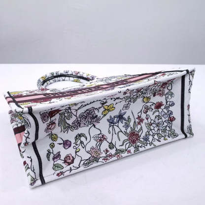 DIR 1286 Book Tote bag size 36.5cm 41.5cm Embroidery LOGO Handbag pink yellow flower