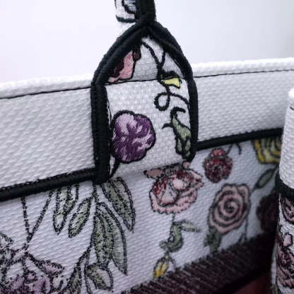 DIR 1286 Book Tote bag size 36.5cm 41.5cm Embroidery LOGO Handbag pink yellow flower