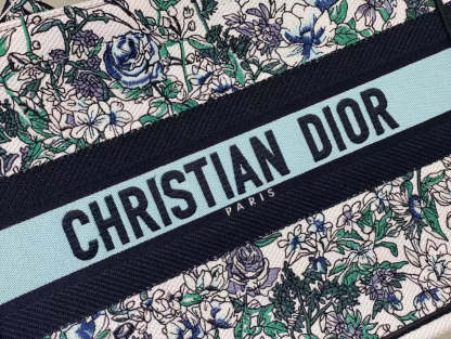 DO1286 Book Tote bag size 36.5cm 41.5cm Embroidery LOGO Handbag green blue flower
