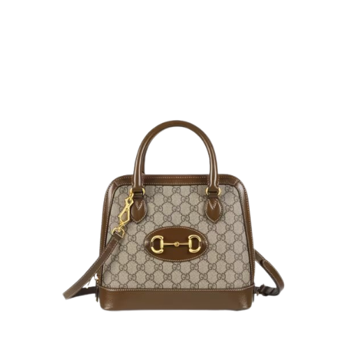 GG HORSEBIT 1955 TOP HANDLE BAG BEIGE AND EBONY 25CM 640716 92TCG 8563