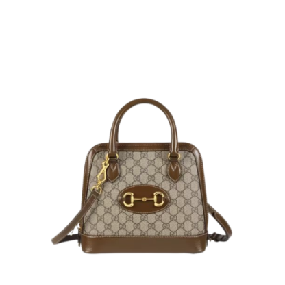 GG HORSEBIT 1955 TOP HANDLE BAG BEIGE AND EBONY 25CM 640716 92TCG 8563