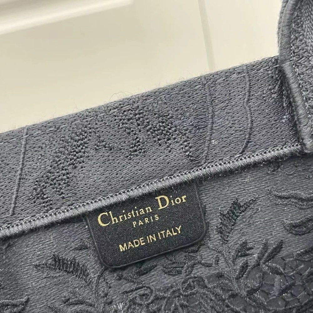 DOR MEDIUM BOOK TOTE TOILE DE JOUY SOLEIL MACRAMÉ BLACK 36CM M1296ZECY M911