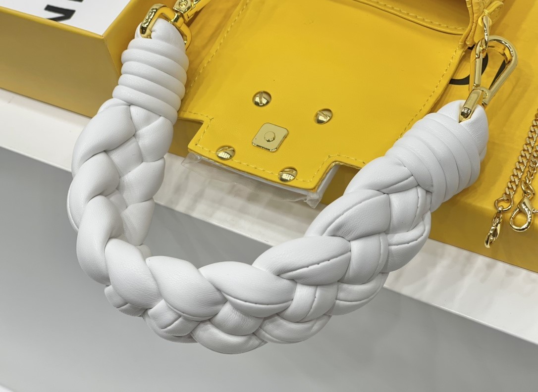 FD NYLON FF EMBROIDERED NANO BAGUETTE MAXI HANDLE CHARM YELLOW 10CM