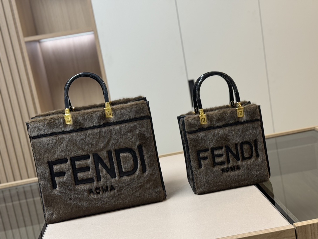 FD SUNSHINE MEDIUM BROWN FUR LEATHER 36CM