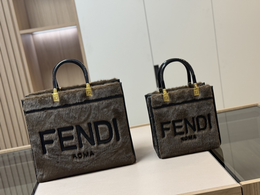 FD SUNSHINE MEDIUM BROWN FUR LEATHER 36CM