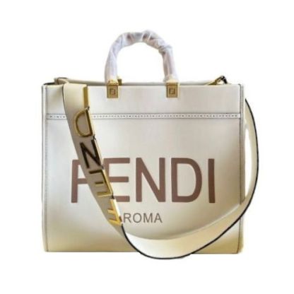 FD SUNSHINE MEDIUM WHITE LEATHER SHOPPER 41CM