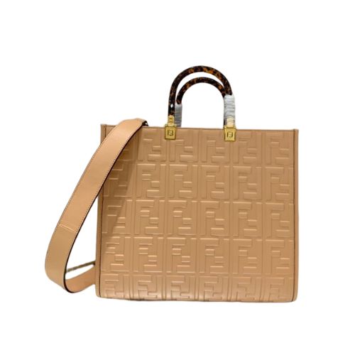 FD SUNSHINE MEDIUM LIGHT BEIGE LEATHER SHOPPER 35CM