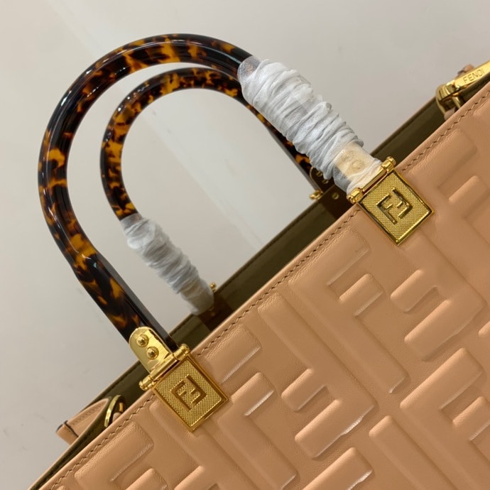 FD SUNSHINE MEDIUM LIGHT BEIGE LEATHER SHOPPER 35CM