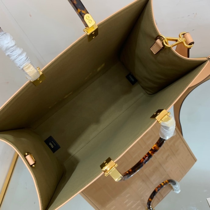 FD SUNSHINE MEDIUM LIGHT BEIGE LEATHER SHOPPER 35CM