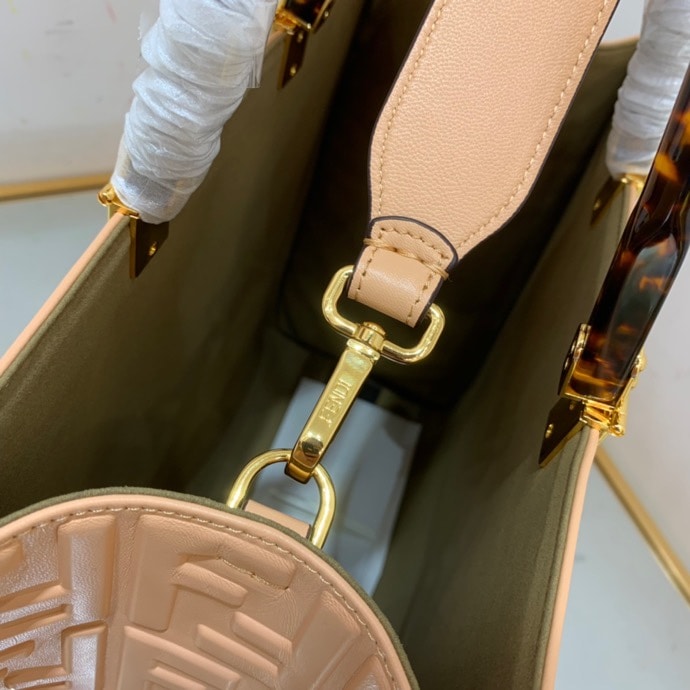 FD SUNSHINE MEDIUM LIGHT BEIGE LEATHER SHOPPER 35CM