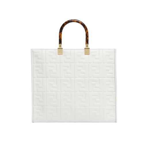 FD SUNSHINE MEDIUM WHITE LEATHER SHOPPER 35CM 8BH386AMCVF0QVL