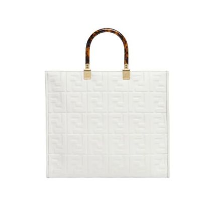 FD SUNSHINE MEDIUM WHITE LEATHER SHOPPER 35CM 8BH386AMCVF0QVL