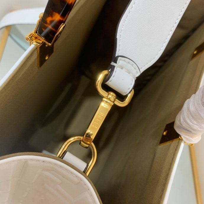 FD SUNSHINE MEDIUM WHITE LEATHER SHOPPER 35CM 8BH386AMCVF0QVL