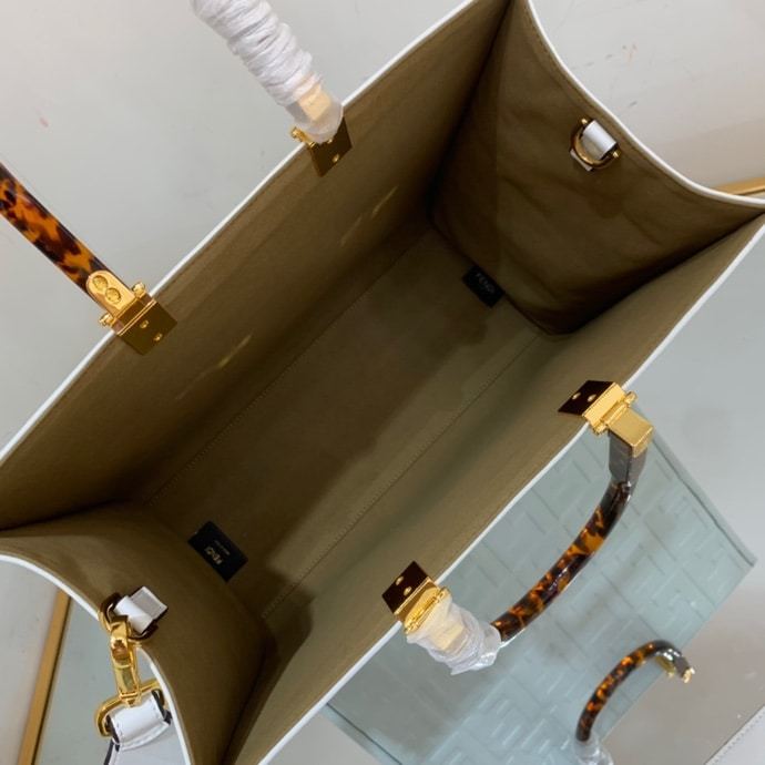 FD SUNSHINE MEDIUM WHITE LEATHER SHOPPER 35CM 8BH386AMCVF0QVL