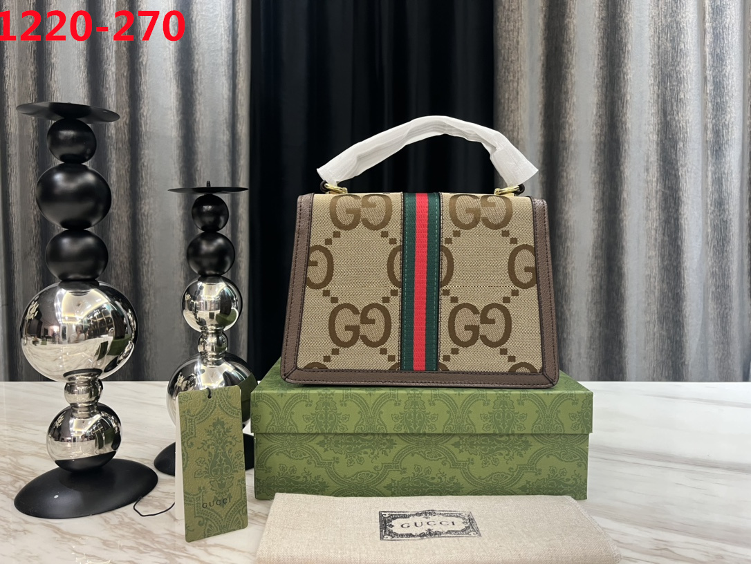 GG OPHIDIA SMALL JUMBO GG BAG BROWN 24CM