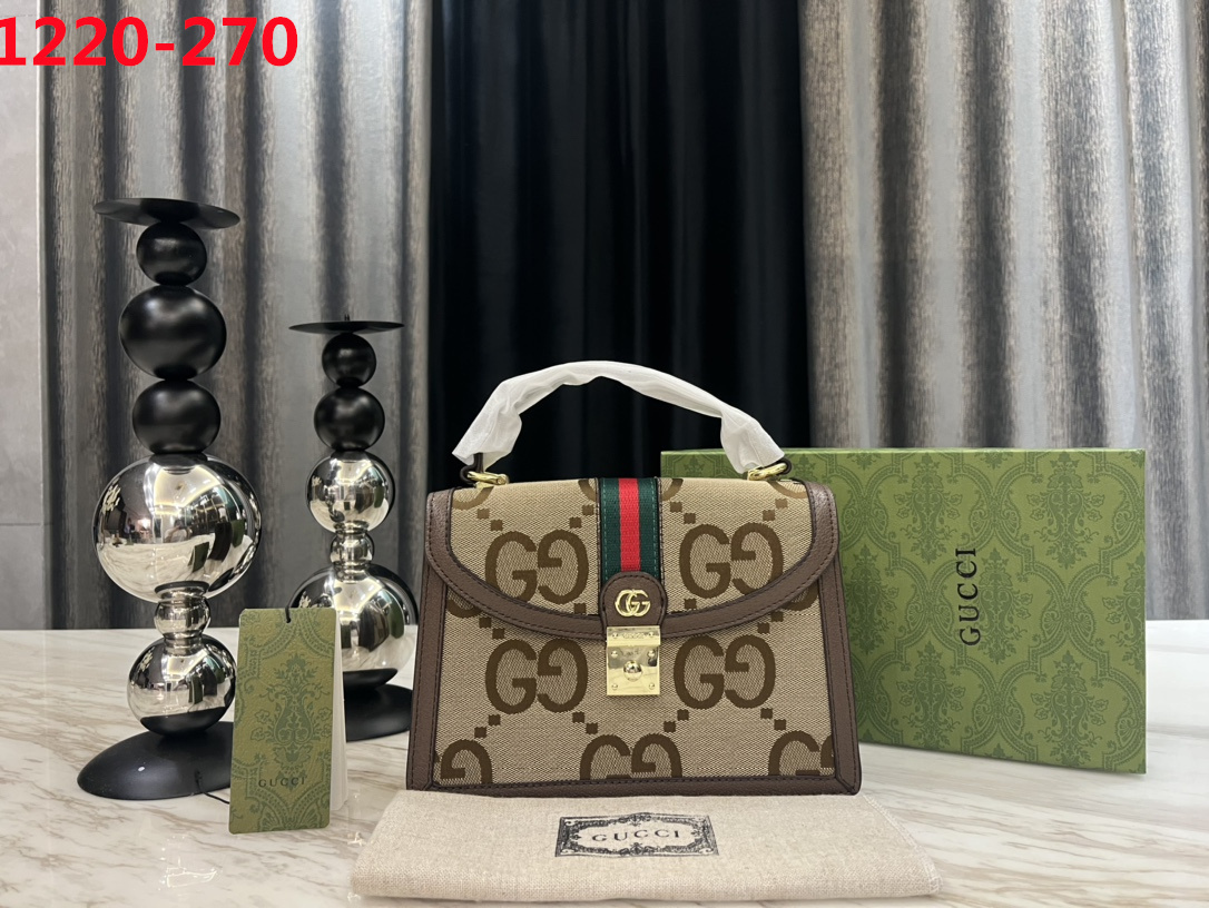 GG OPHIDIA SMALL JUMBO GG BAG BROWN 24CM