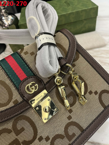 GG OPHIDIA SMALL JUMBO GG BAG BROWN 24CM