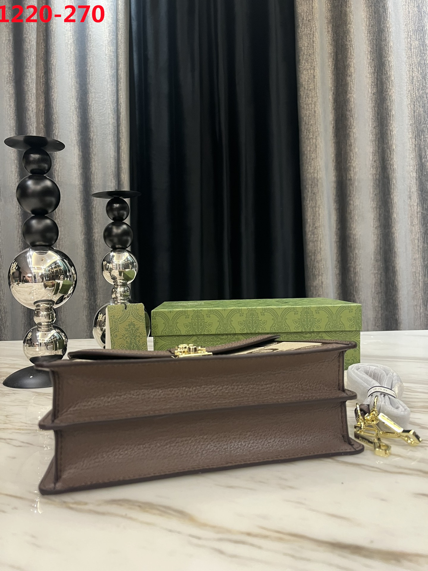 GG OPHIDIA SMALL JUMBO GG BAG BROWN 24CM