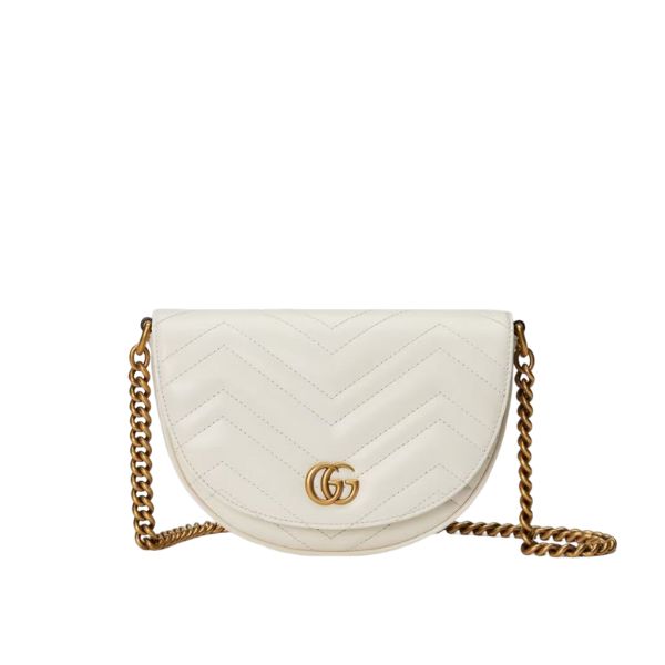 GG GG MARMONT MATELASSÉ CHAIN MINI BAG WHITE 20CM 746431 DTDHT 9022