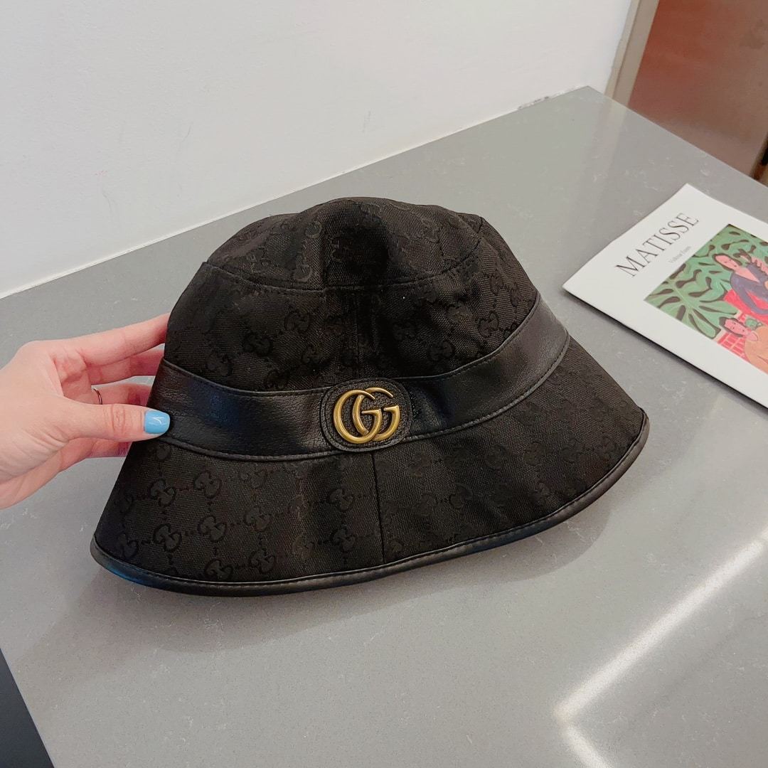 GG CANVAS BUCKET HAT WITH DOUBLE G BLACK 576587 4HG53 1060
