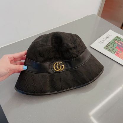 GG CANVAS BUCKET HAT WITH DOUBLE G BLACK 576587 4HG53 1060